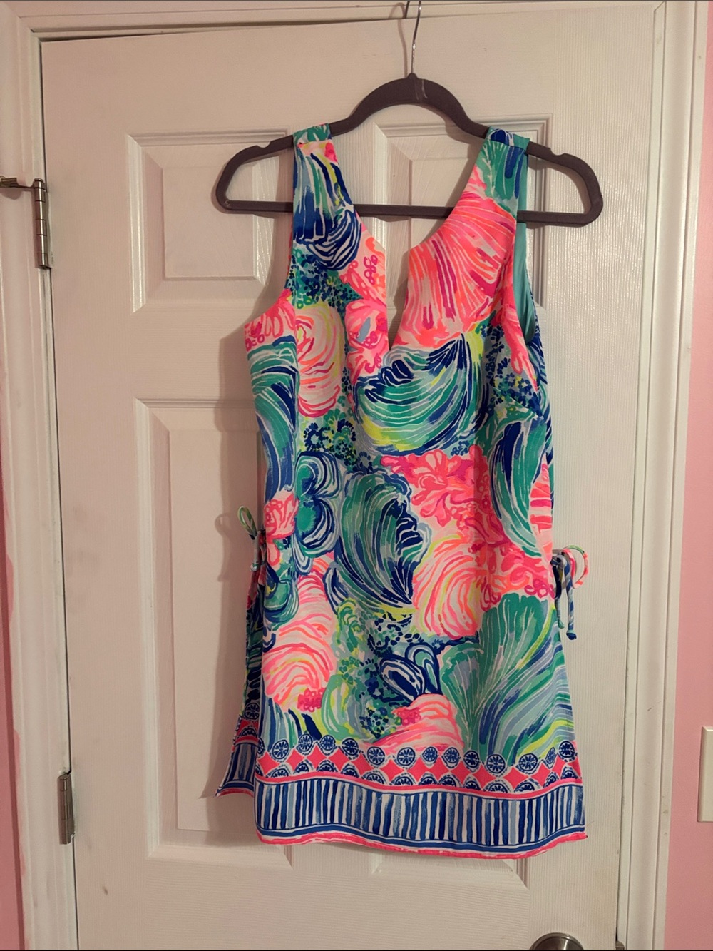 Lilly Pulitzer Neon Pink & Aqua Floral Tank romper